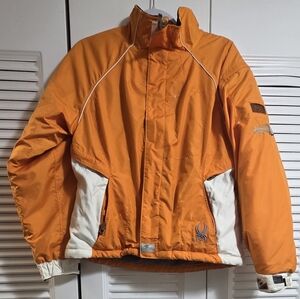 Spyder Men's Orange and White Ski Jacket